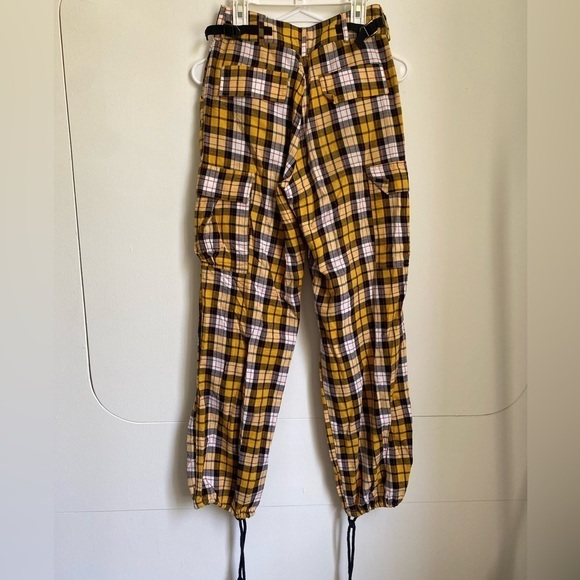 I.AM.GIA Keidis Plaid Cargo Pant Yellow Red Black size XS y2k clueless - Picture 5 of 8